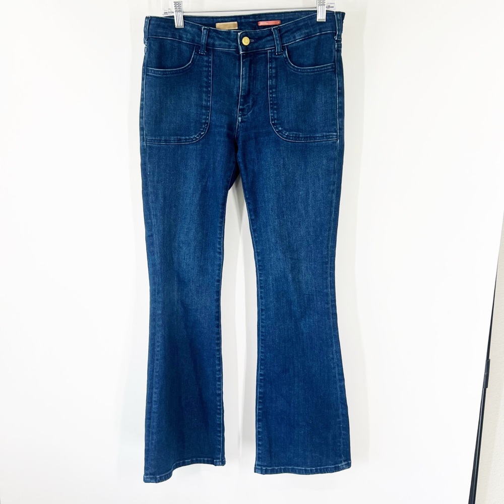 Pilcro by Anthropologie Mid-Rise Flared Jeans Dark Wash